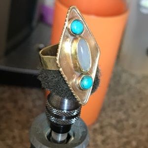 Turquoise & Moonstone Gypsy Queen Ring
